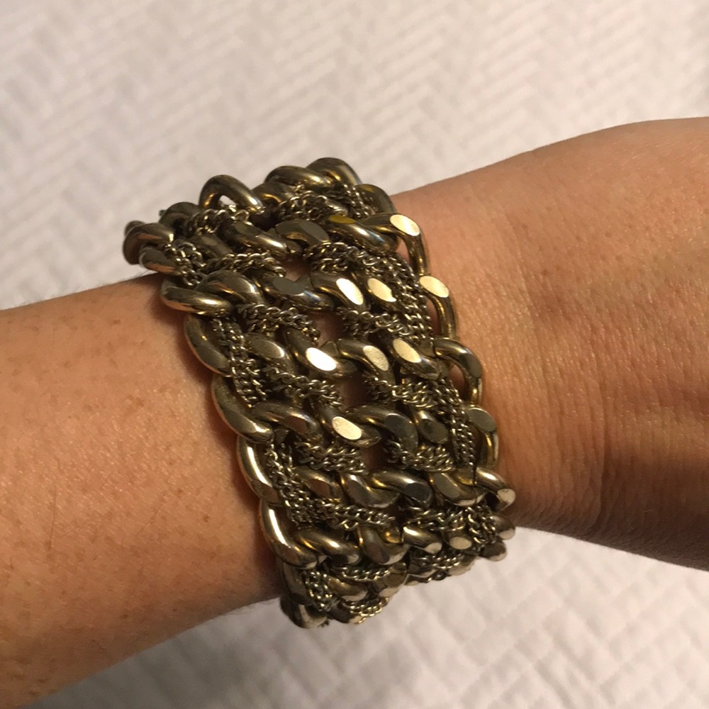 Gold chain and mesh bracelet
